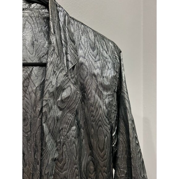 Metallic Silver Patterned Blazer Jacket Sz L - Picture 4 of 7